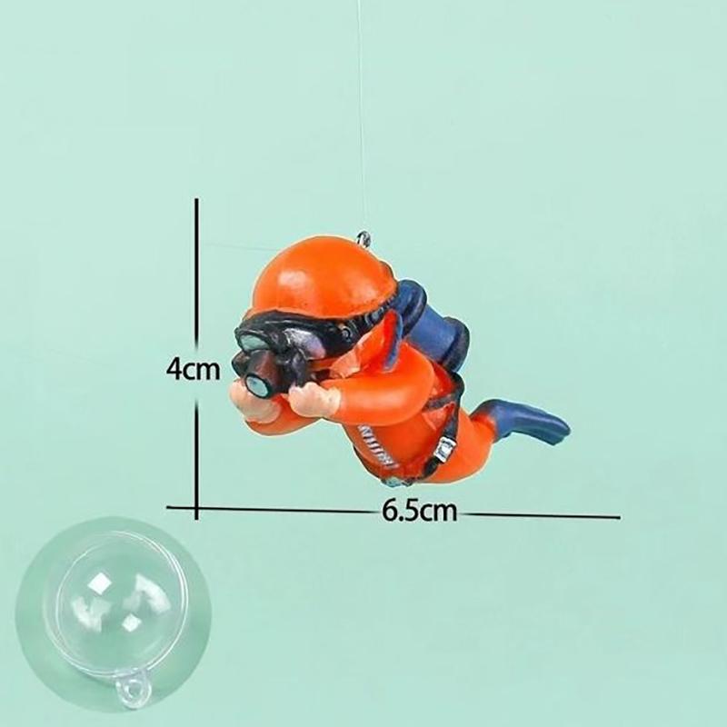 Luminous Green Mini Diver Kawaii Simulated Floating Frogman for Aquarium Ornaments Fish Tank Decoration Aquarium Accessories
