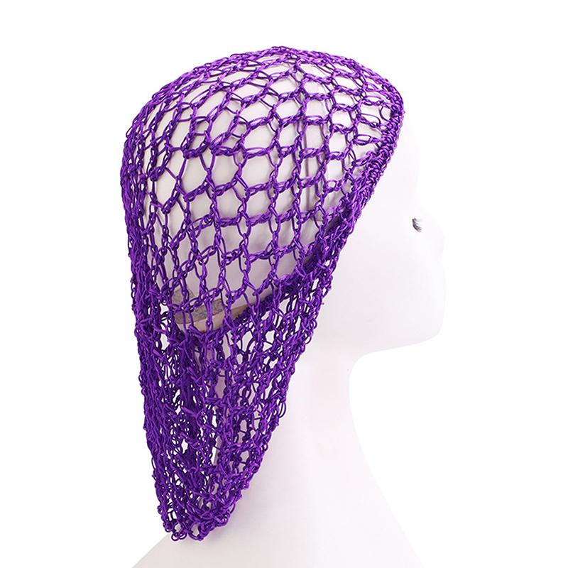 

Fashion Women s Elastic Edge Crochet Hair Snood Long Hair Net Mesh Nightcap Turban Headwear for Sleeping темно-фиолетового