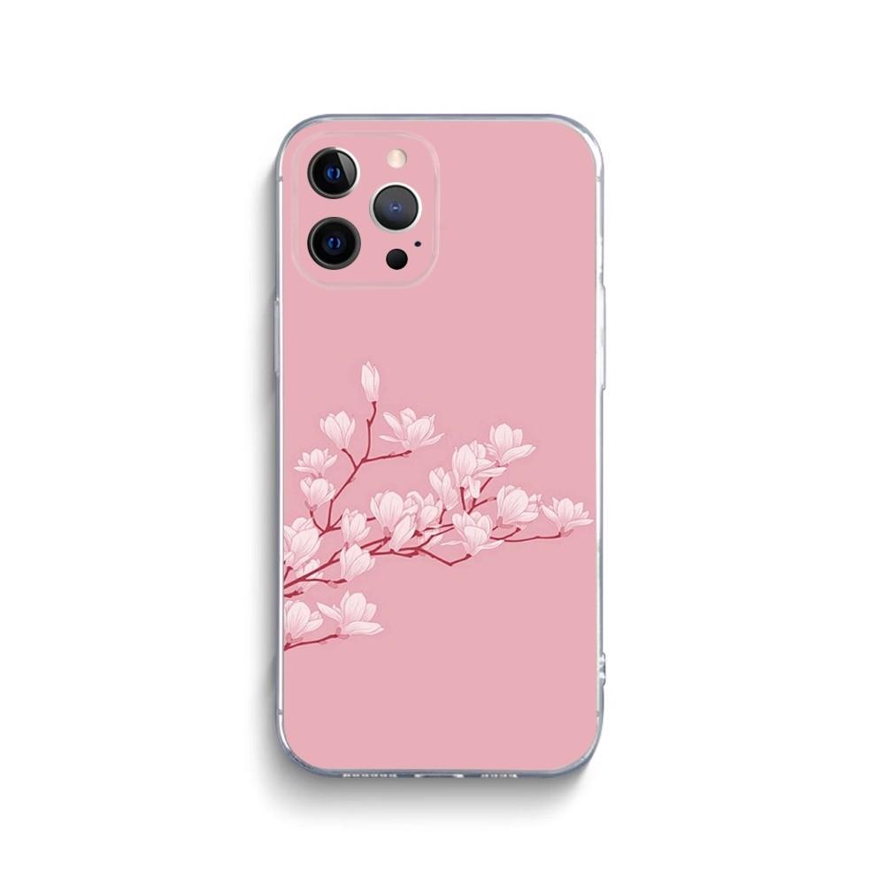 Pink Sakura Phone Case For iPhone 15 14 13 12 11 Pro Max Xs Xr X 7 8 Plus 12 13 Mini Silicone Clear Cover