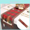 Charming Christmas Table Flag Stylish Plaid Fabric Embroidered Table Decor For Holiday Gatherings