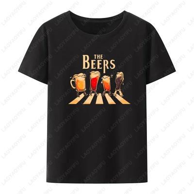 The Beers Graphic Printed Funny Tee T Shirt for Men Clothing Comfortable Breathable Tshirts Classic Cartoon Printed Tops