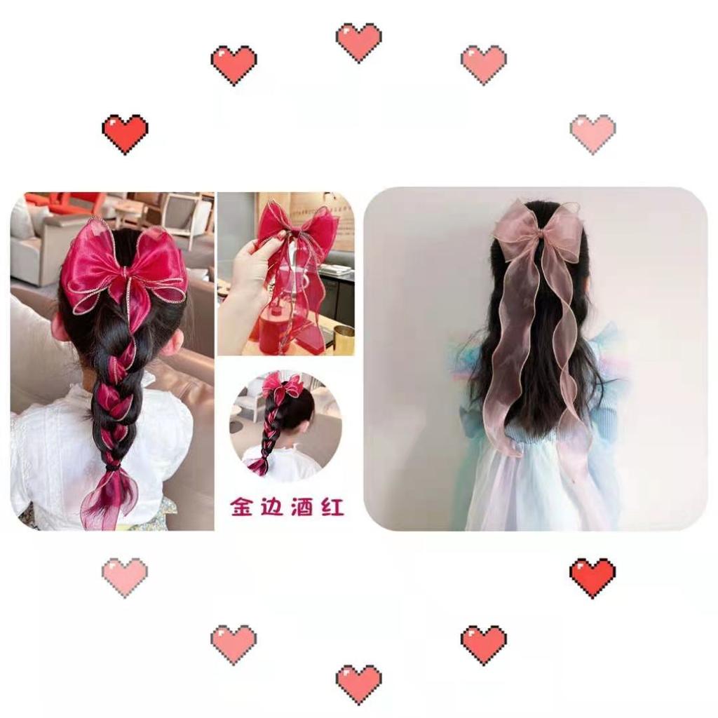 Lengthened Braided Hair with Bow Headwear, Women's Treasure, Children's Hair Clip, Headwear Edge Clip