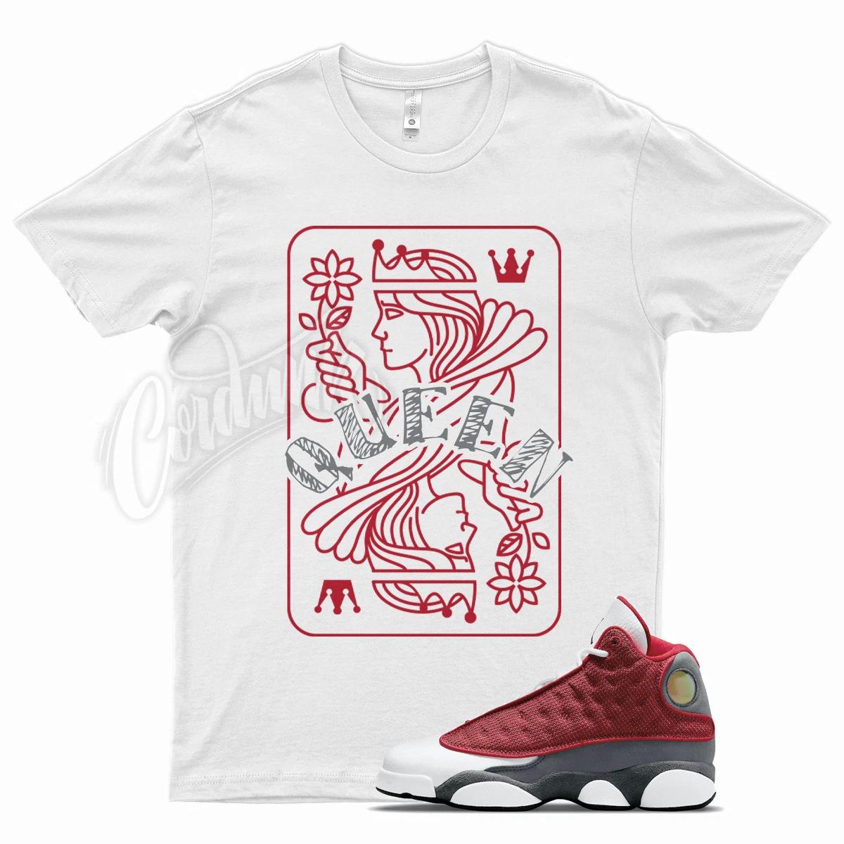 White QUEEN T Shirt for J1 13 Gym Red Flint Grey XL