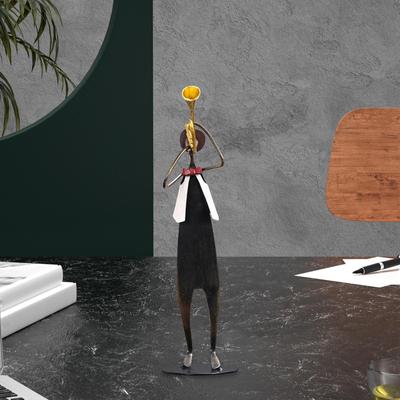 Elegante figura de músico de hierro para decoración del hogar y la oficina