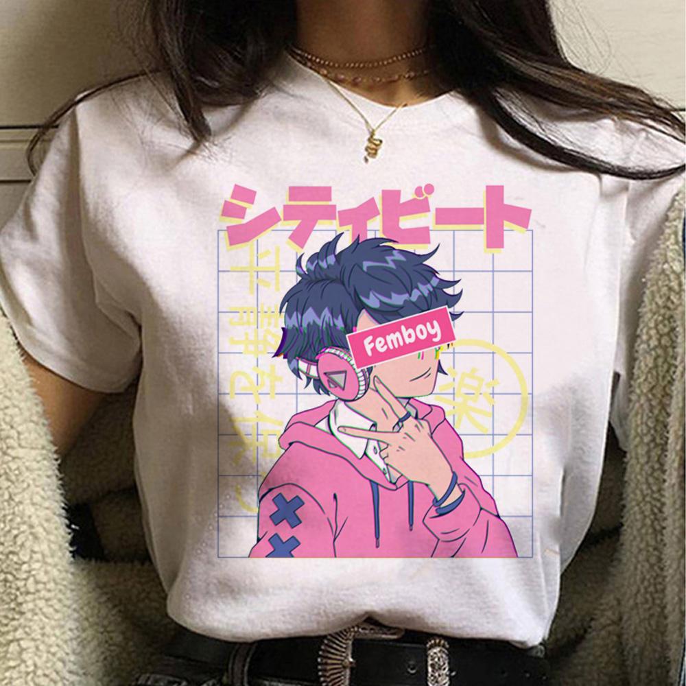 Femboy top women manga Tee girl comic clothes