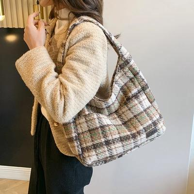 Shoulder Bag Women's Tote Bag Fashion Vintage Plaid Bag Girls Women's Handbag