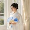 Silk Cloth Folding Flower Hand Fan Ancient Ink Painting Bamboo Frame Retro Handheld Fan with Tassel Portable Dance Fan