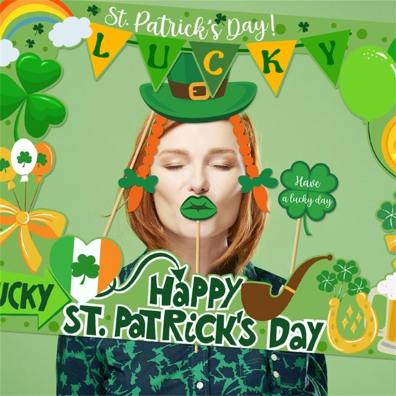 Festival Patricks Day Themed Photo Props Party Decorative Supplies Suitable for Home Parties Paper Texture Portable HX6C