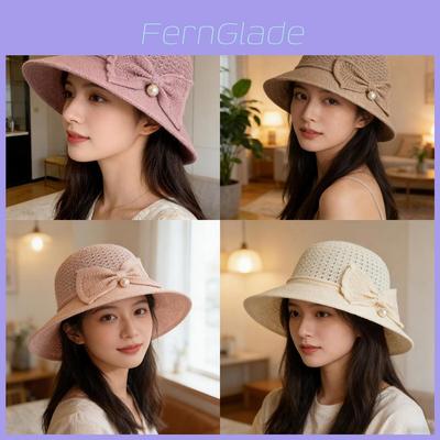 Ladies Sun Hat With Large Brim And Bow For Summer Sun Protection