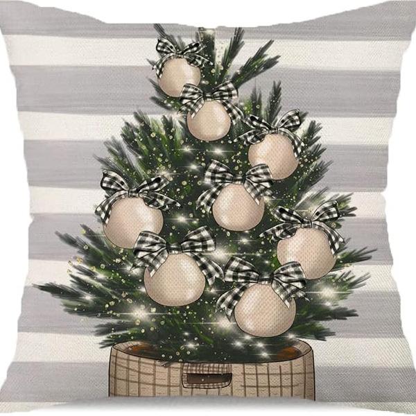 Christmas Pillowcase Linen Print Elk Snowman Home Decoration Sofa Cushion Cover