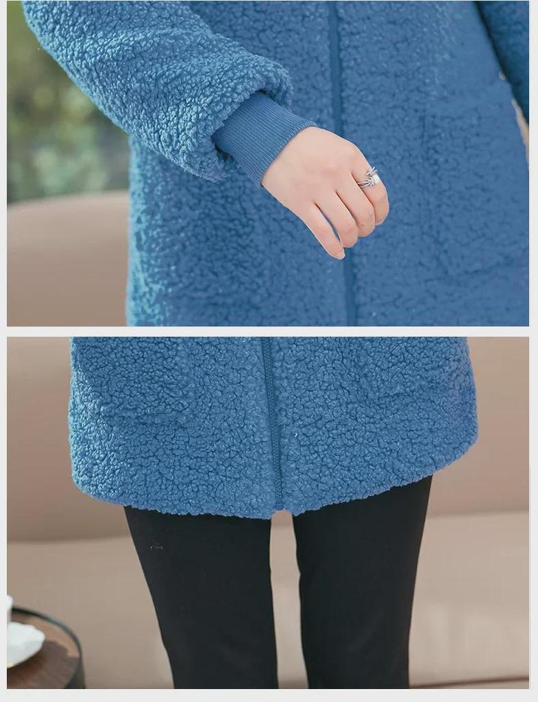 2024 Stilvoller Wintermantel mit Kapuze für Frauen mittleren Alters - Plus Samt, dickes Fleece, Baumwolljacke in großer Größe für Herbst und Winter