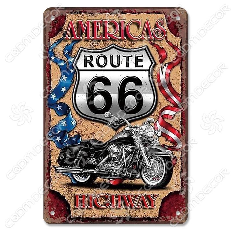 Alte Route 66 Blechschilder Get Your Kicks on US 66 Metallposter Vintage Wandkunst Dekoration für Garage Club Wohnzimmer Zuhause