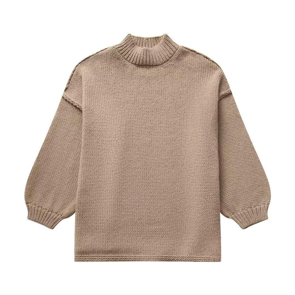 2025 Spring/Autumn European & American Women's Chic Round Neck Thin Knit Sweater
