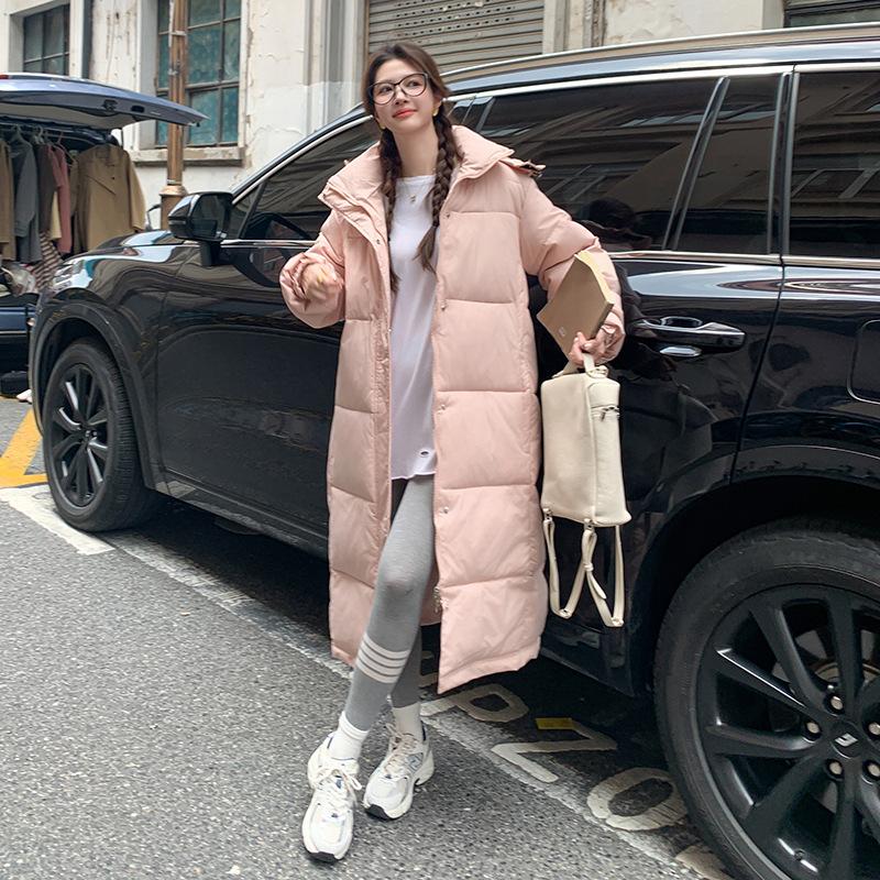 Down Cotton Coat Women's Long Winter New Style Over the Knee Student Loose Large Size Thick Cotton-padded Jacket Coat Trendy