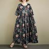 Short Sleeve Plus Size Cotton Vintage Floral New In Dresses for Women Casual Loose Long Summer Dress