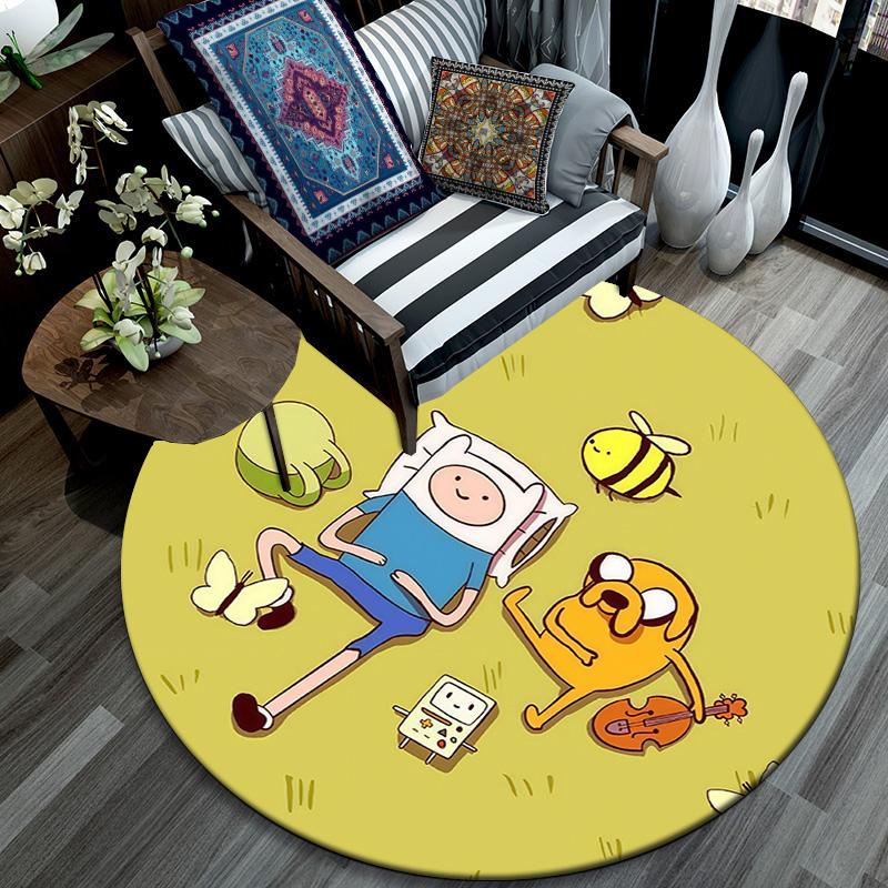 Adventure Time2 Round Area Rug,Carpet Rug for Living Room Bedroom Sofa Playroom Decor,Non-slip Floor Mat