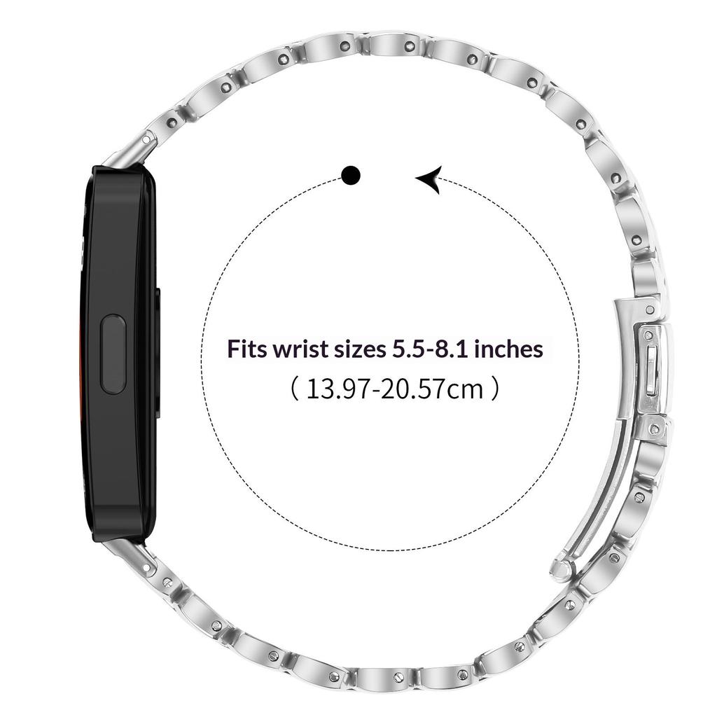 Metalowy Pasek do Zegarka dla Huawei Band 10/9/8 Kształt Perły Stal Nierdzewna Galwanizowany Pasek na Nadgarstek
