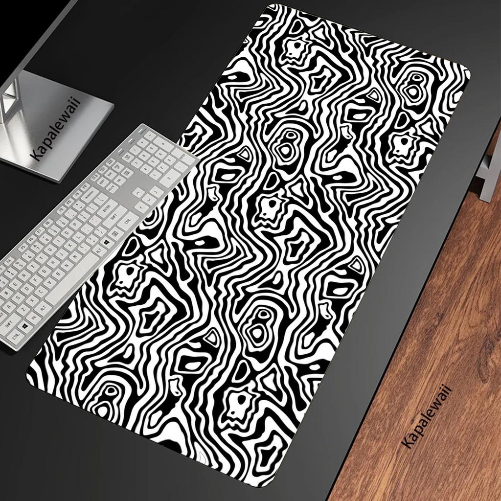 Schwarz-Weiß Gaming-Mauspad Gamer Speed Zubehör Tastaturunterlagen Verriegelungskante Computer-Mauspad Notizbuch Büro-Mausmatte