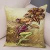 Vintage Cartoon Elves  Cushion Cover Decor Ful Fairy Tale World Pillow Case Plush Flower Girl Pillowcase for Sofa Home,(2)
