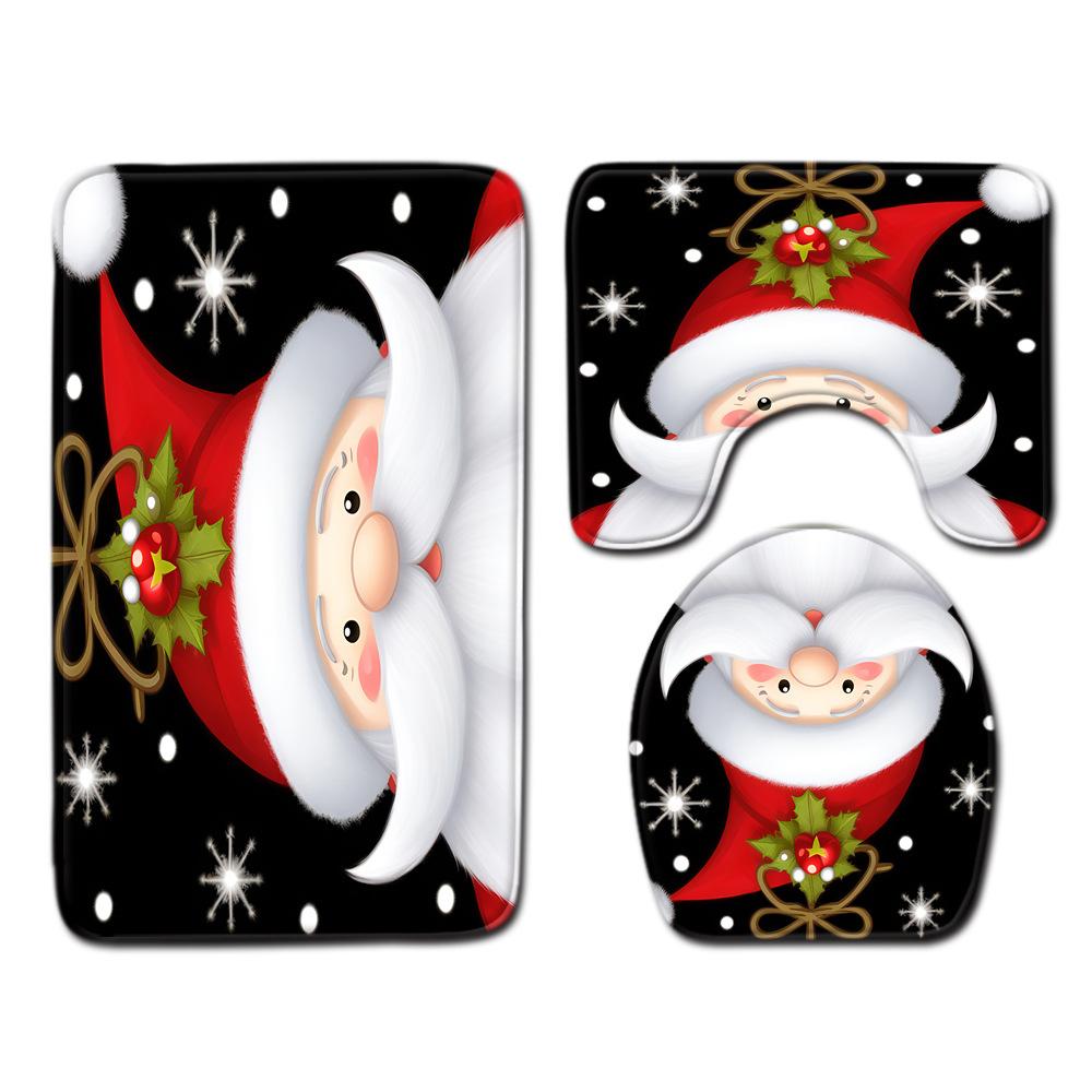 3D Toilet Floor Mat Bathroom Mat Christmas Three-Piece Foot Mat E-Commerce