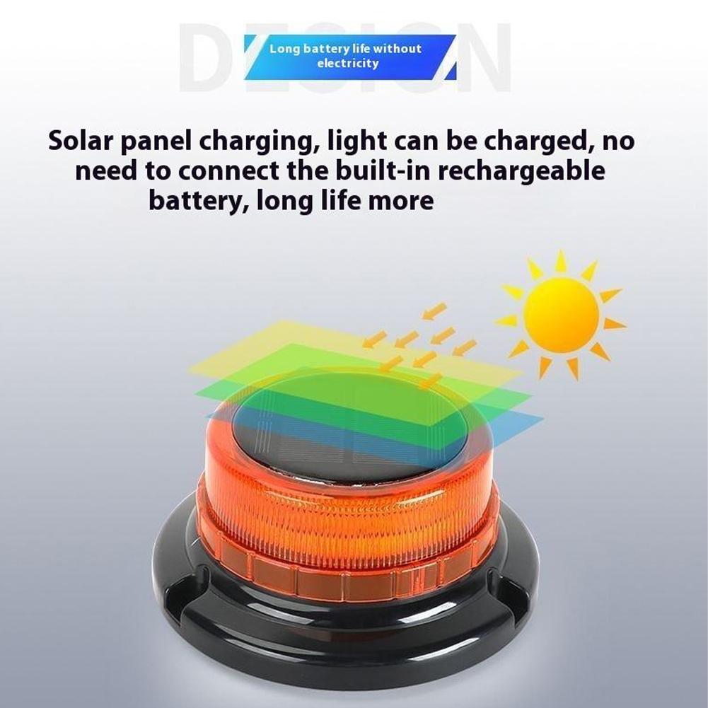 Solar Power Traffic Strobe Warning Light Emergency Magnetic Car Roof LED Beacon Light Flashing Warning For Car Lorry Truck