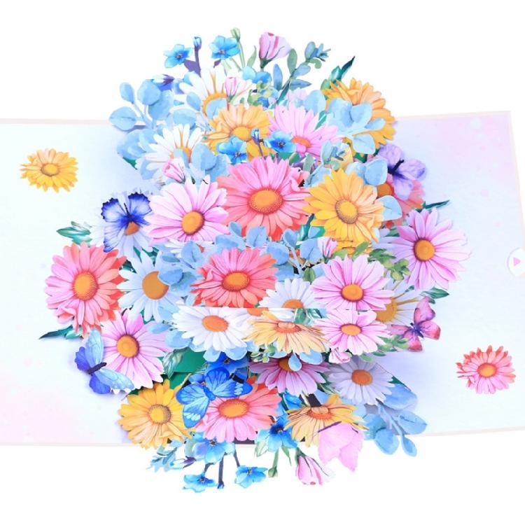 Creative Popup Daisies Paper Card Delicate Daisies Flower 3D Foldable Greeting Card for Birthdays Weddings Holiday