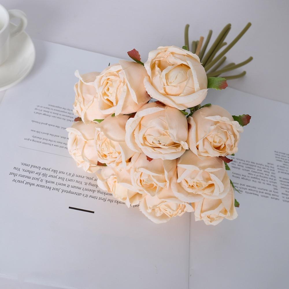 Silk Artificial Flower Bouquet Handmade Wedding Bouquet Gift Fake Flowers  Christmas шампанского