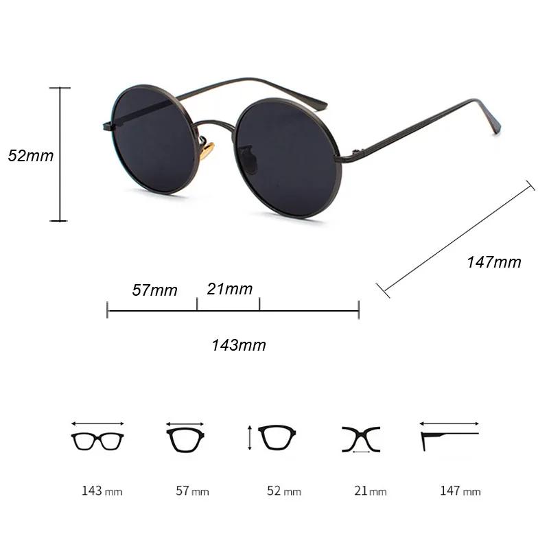 New Gold Round Metal Frame Sunglasses Men Retro  Summer Style Women Red Lens Sun Glasses Unisex Yellow Pink Black