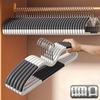 20pcs Space-Saving Plastic Hangers with Connectors, Non-Slip Short Neck, Organizer for Wardrobe Home Dorm Storage, Metal Hooks