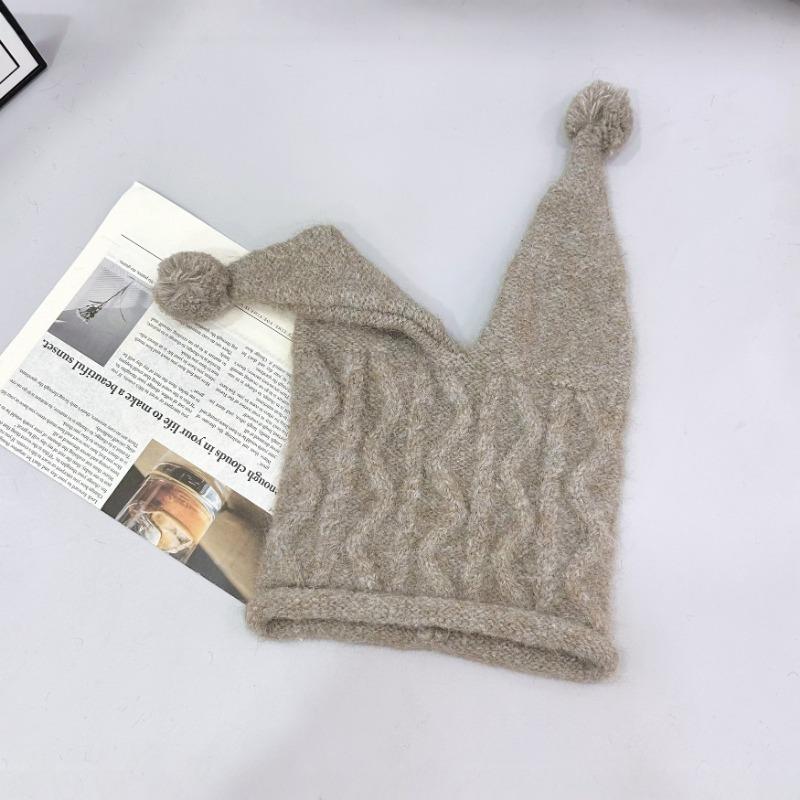 25 Early autumn new knitted hat personalized fashion cute pointed hat windproof warm wool ear protection trendy hat