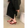 French temperament thin heel cool slippers fairy shoes 2025 new summer fashion black high heel sandals