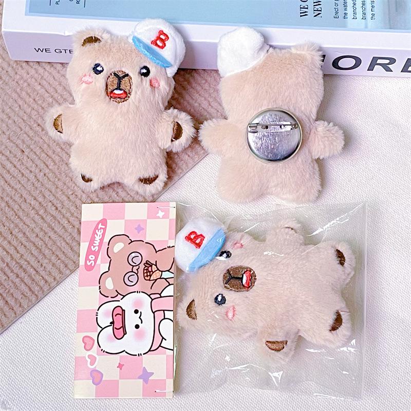 Capybara Plush Keychain with Baseball Cap - Cute Bag Decoration Doll Accessory