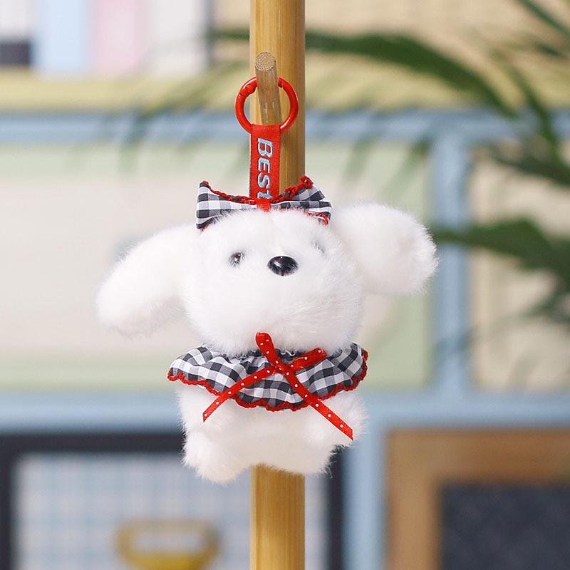 Plush Dog Hanging Toy With Cartoon Design For Wedding Decor And Bag Accessory
