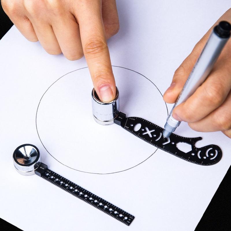 Multi Functional Compass Drawing Ruler for Circle Pattern Line Metal Geometry Homework Creative Auxiliary Circle Drawing Board