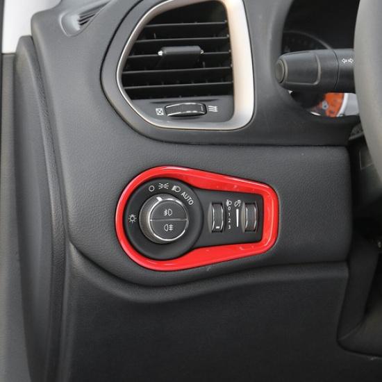 Inner Headlight Switch Button Frame Trim for Jeep Renegade 2016+ Red Accessories