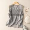 Summer Round Neck Undershirt Bohemian Geometric Embroidery Blouse Solid Color Vintage Ethnic Embroidery Tank