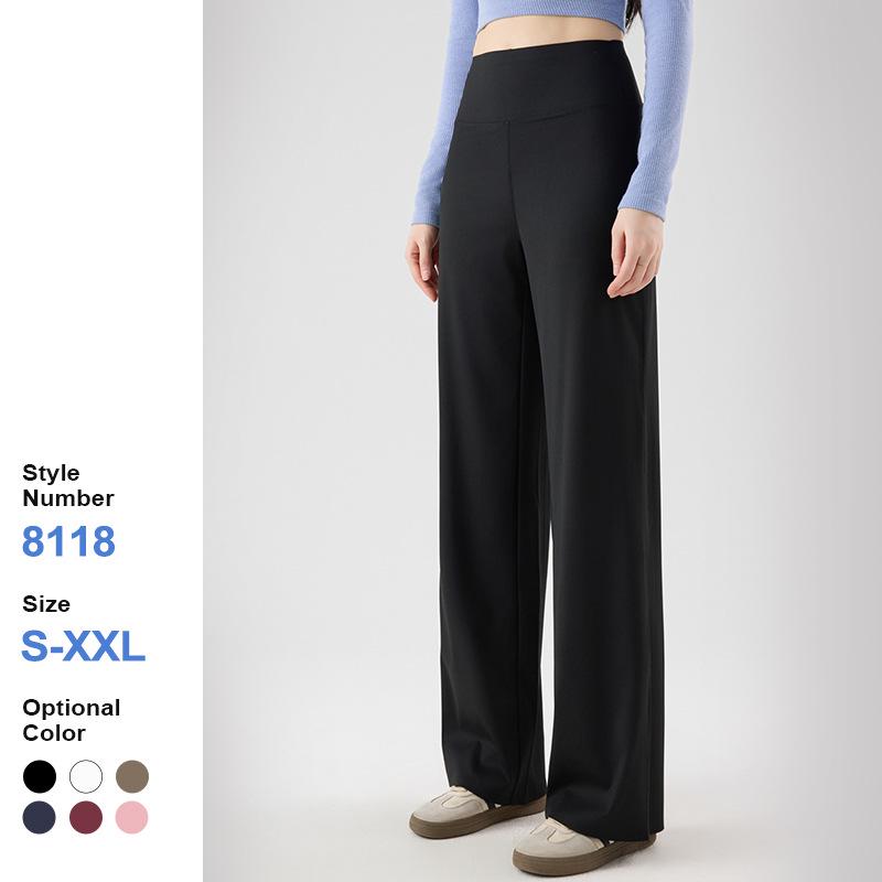 

High Waist Straight Leg Yoga Pants - Tummy Control & Flattering Drape M (100-115 lbs)