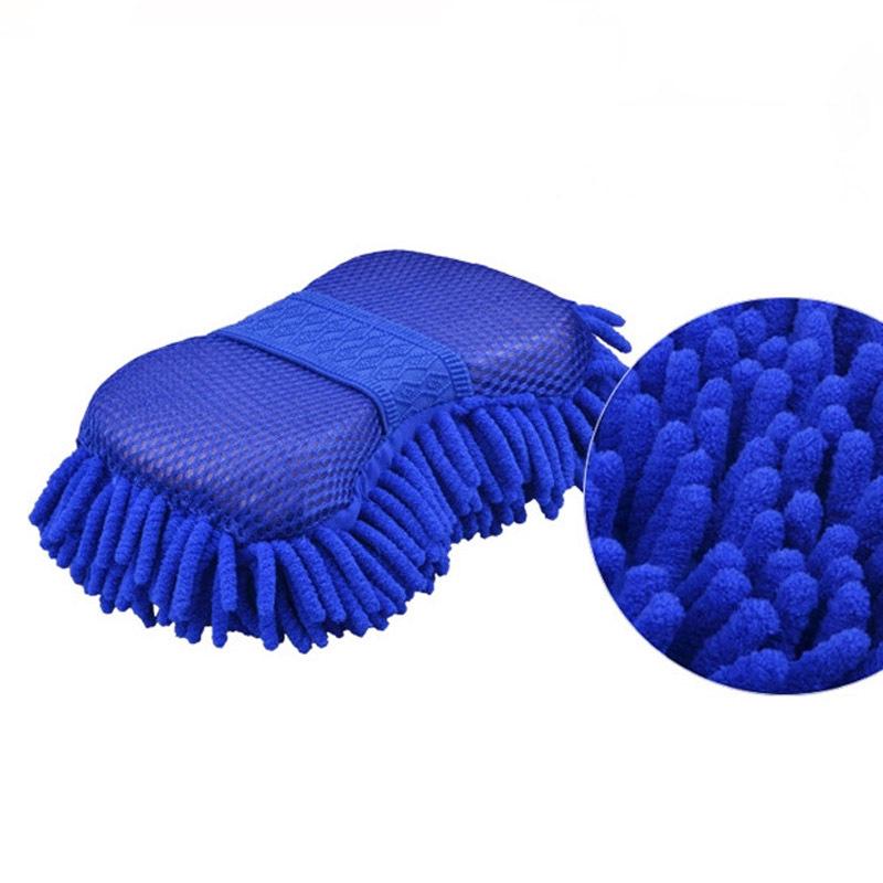Large Coral Chenille Car Wash Gloves 11x22cm - Fine Fiber Nano Short Velvet Sponge