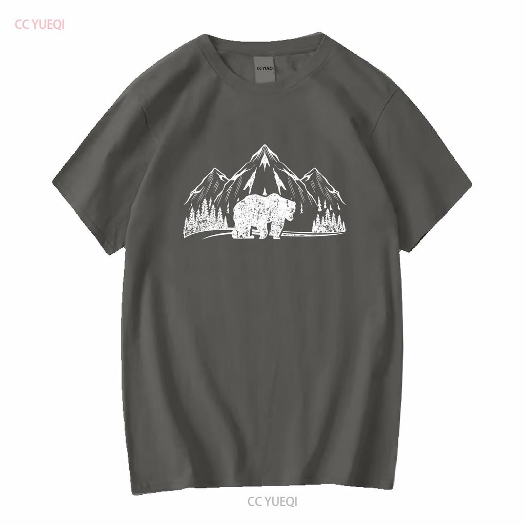 Outdoor Mountain Nature Trees Wildlife Forest Animal Bear T Shirt long or short sleeves vintage Washed Unisex Comfortable Soft