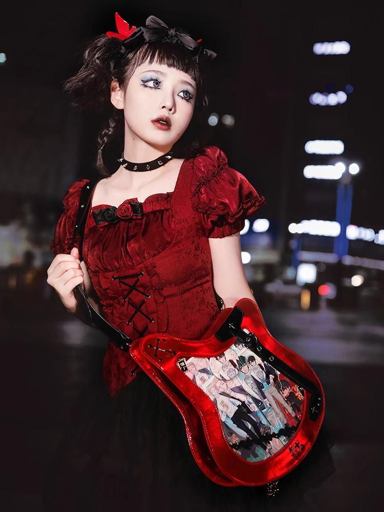 Sweet Girl Guitar & Bass Crossbody Irregular Itabag with Card Holder