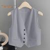 Chaleco de mujer, sin mangas, con cuello en V, de un solo pecho, elegante, informal, para primavera y verano