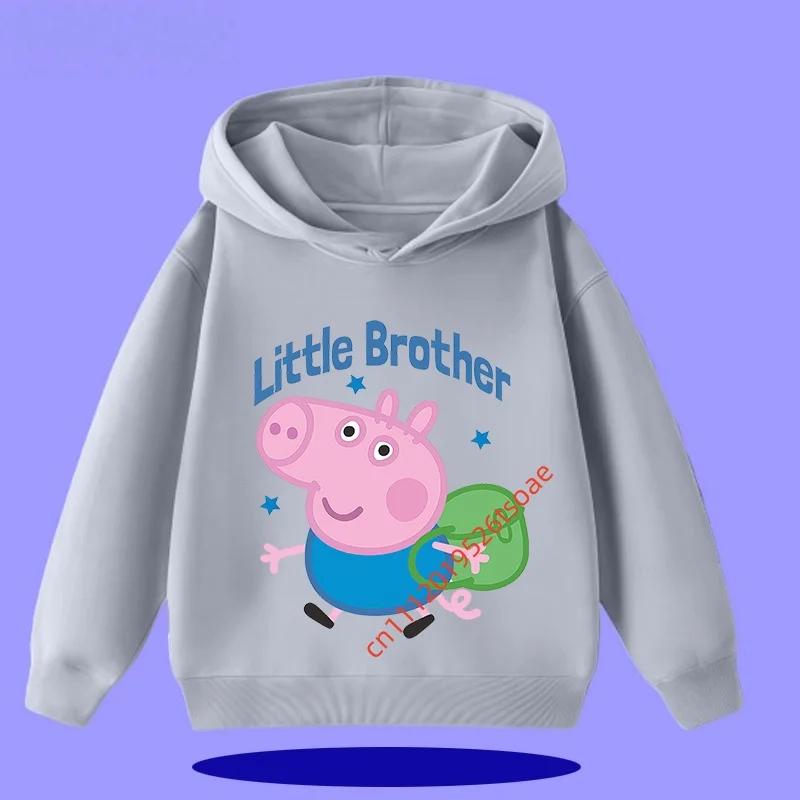 Peppa Pig Children's Hooded Sweatshirt 2026 New Style Cartoon Print Boys' Sport Shirt Girls' Casual Shirt