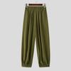 INCERUN Men Elastic Waist Pants Casual Loose Solid Color Texture Harem Trousers
