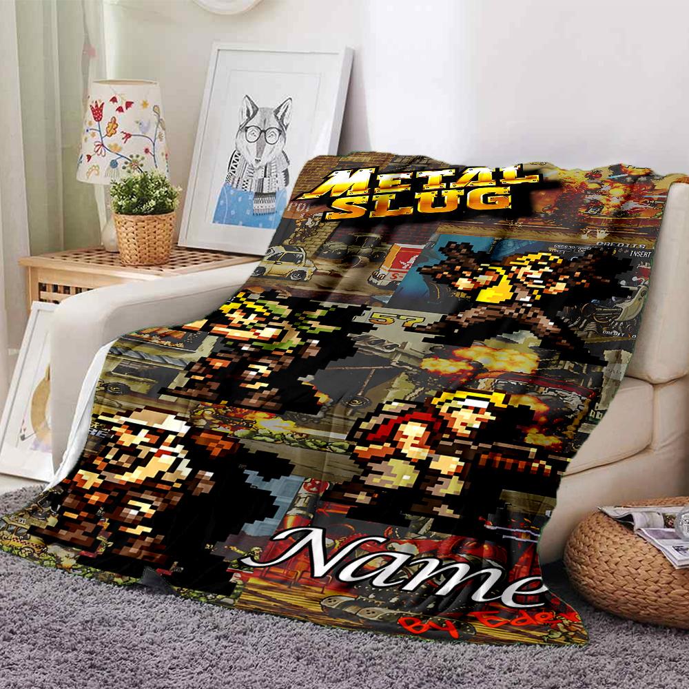 Customiz Name Personality Metal Slug  Blanket Soft &Warm Sofa Office Bed Travel Lunch Break Blanket, Gift Suitable All Seasons
