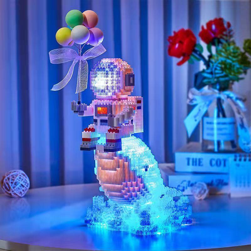 Trend Lighted Rainbow Unicorn Building Blocks Space Astronaut Assembled Toys for Adults Boys Girls Spaceman Gift Building Blocks