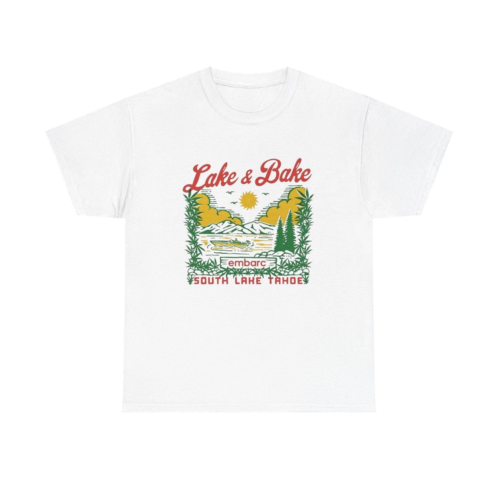 Lake And Bake Tahoe Funny Graphic T Shirt Unisex Heavy Cotton Tee S