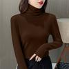 Women Thermal Underwear Winter Thicken Turtleneck Bottom Shirt De Velvet Warm Tops Semi High Collar Neck Long Sleeve Pullovers