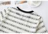 2025 Summer Women's Plus Size Jacquard Stripe Lace T-Shirt - Short Sleeve Fashion Slimming Top