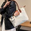 Oxford Cloth Tote Handbag For Women, Decor Cute Dog Pendant, Lightweight Shoulder Purse For Daily Casual Use