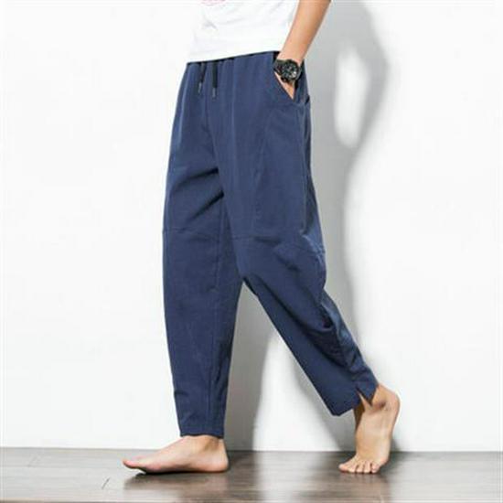 Men's Trendy Cotton-Linen Loose Carrot Pants - Chinese Style, Large Size, Nepalese Bloomers for Spring and Summer.